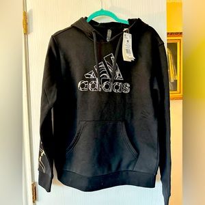 Adidas Graphic Hoodie NWT- unique pattern, women’s medium. Metallic accents